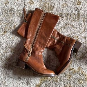 Lucky Brand tall cognac vintage leather boots